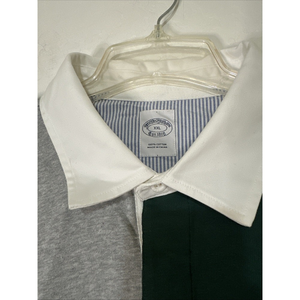 Mens Brooks Brothers Cotton Color Block Rugby Gray Red Green Blue 2XL - Picture 2 of 6
